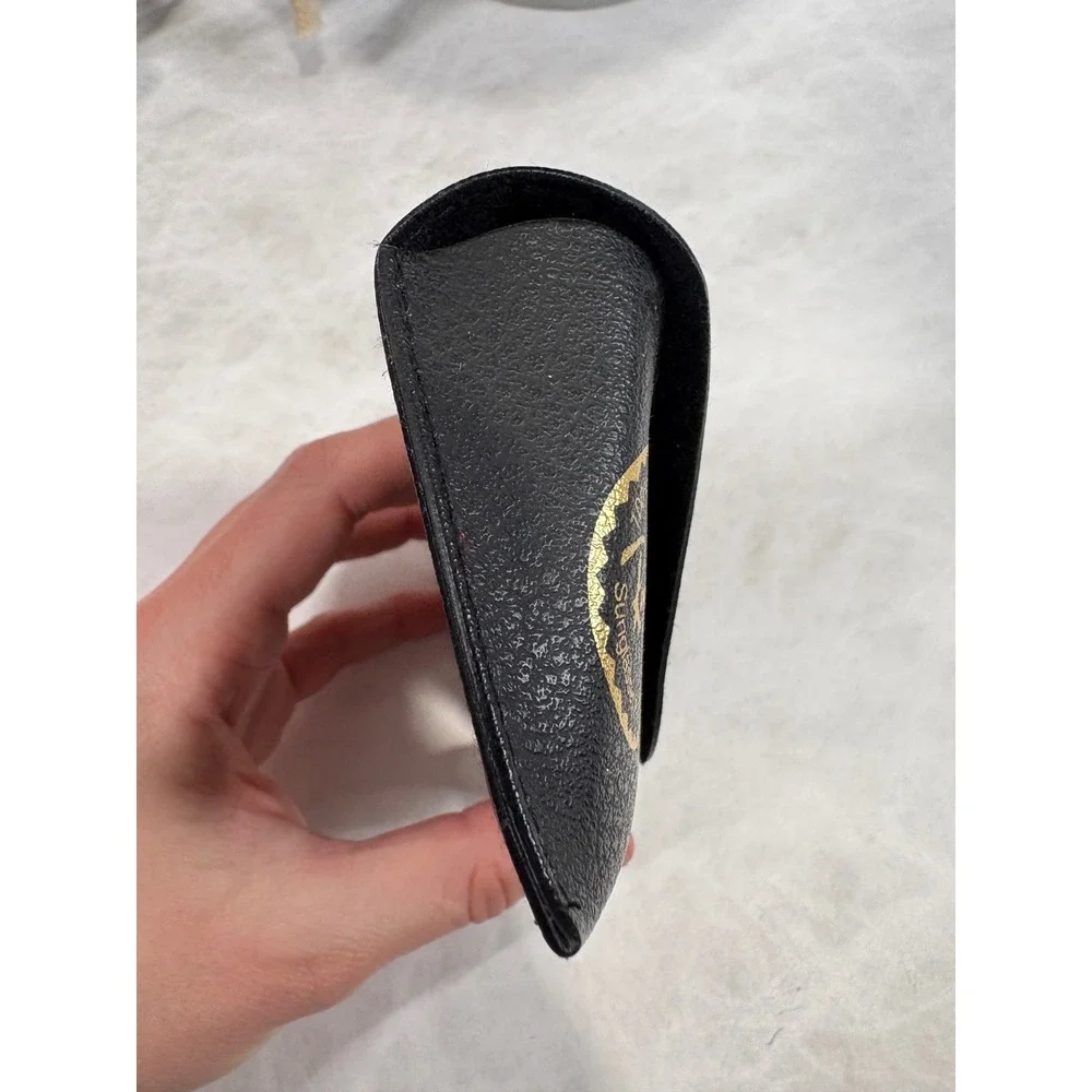 Ray-Ban Black Faux‎ Leather Sunglasses Case Gold Logo Luxottica Snap Closure